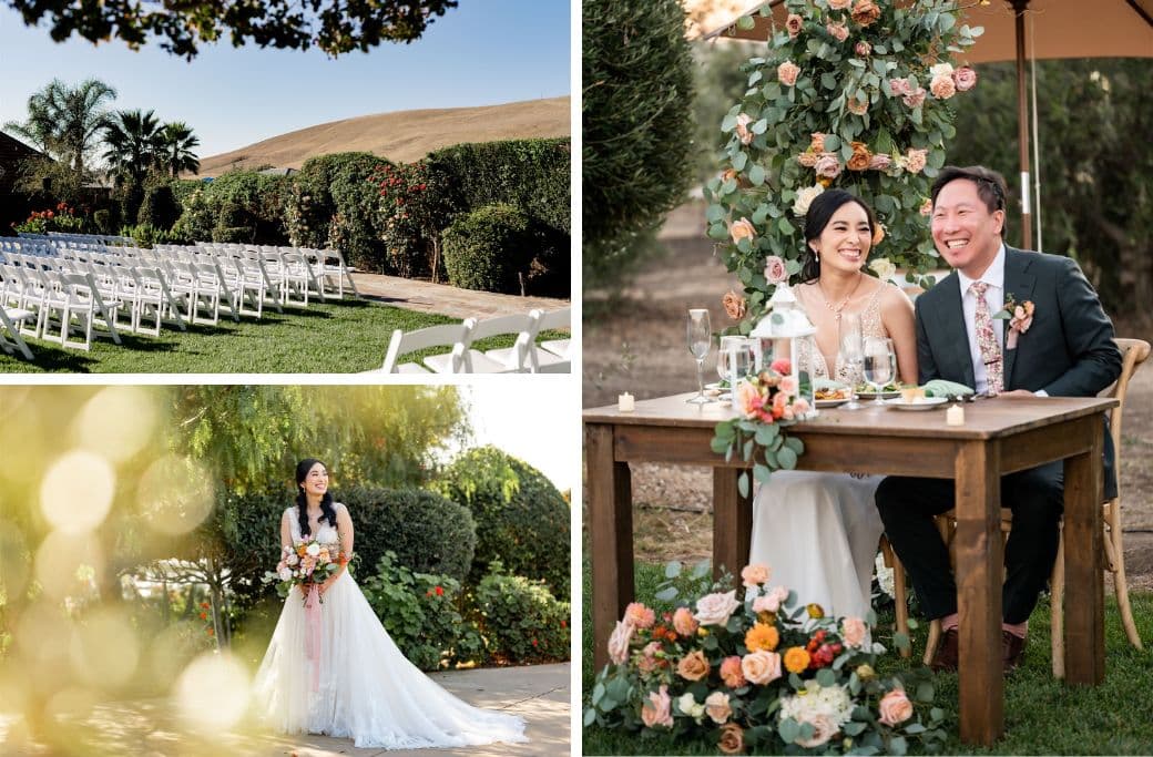 a collage of images of a wedding at the purple orchid a collage of images of a wedding at the purple orchid